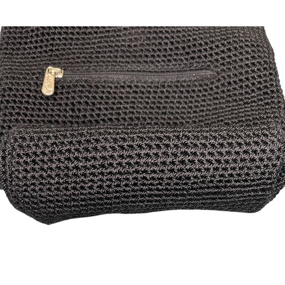 The Sak Black Crochet Shoulder Crossbody Bag Zipper Pocket 13x10 - Picture 2 of 6